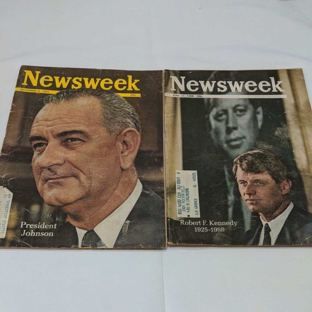 Lot Of (2) Newsweek Magazines June 17 1968 John F Kennedy Dec 9 1963 Johnson